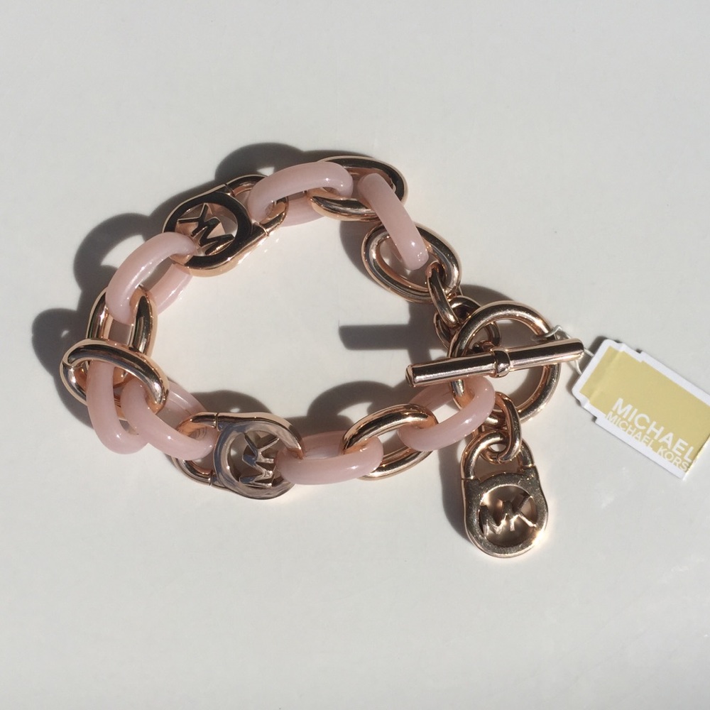 Sold Michael Kors Rose Gold&Blush Padlock Bracelet - Picture 2 of 5
